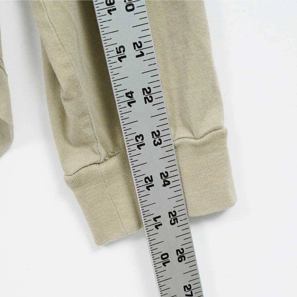 Buck Mason Men's Long Sleeve Henley Shirt Beige Cotton Size L Curved Hem - Picture 8 of 8